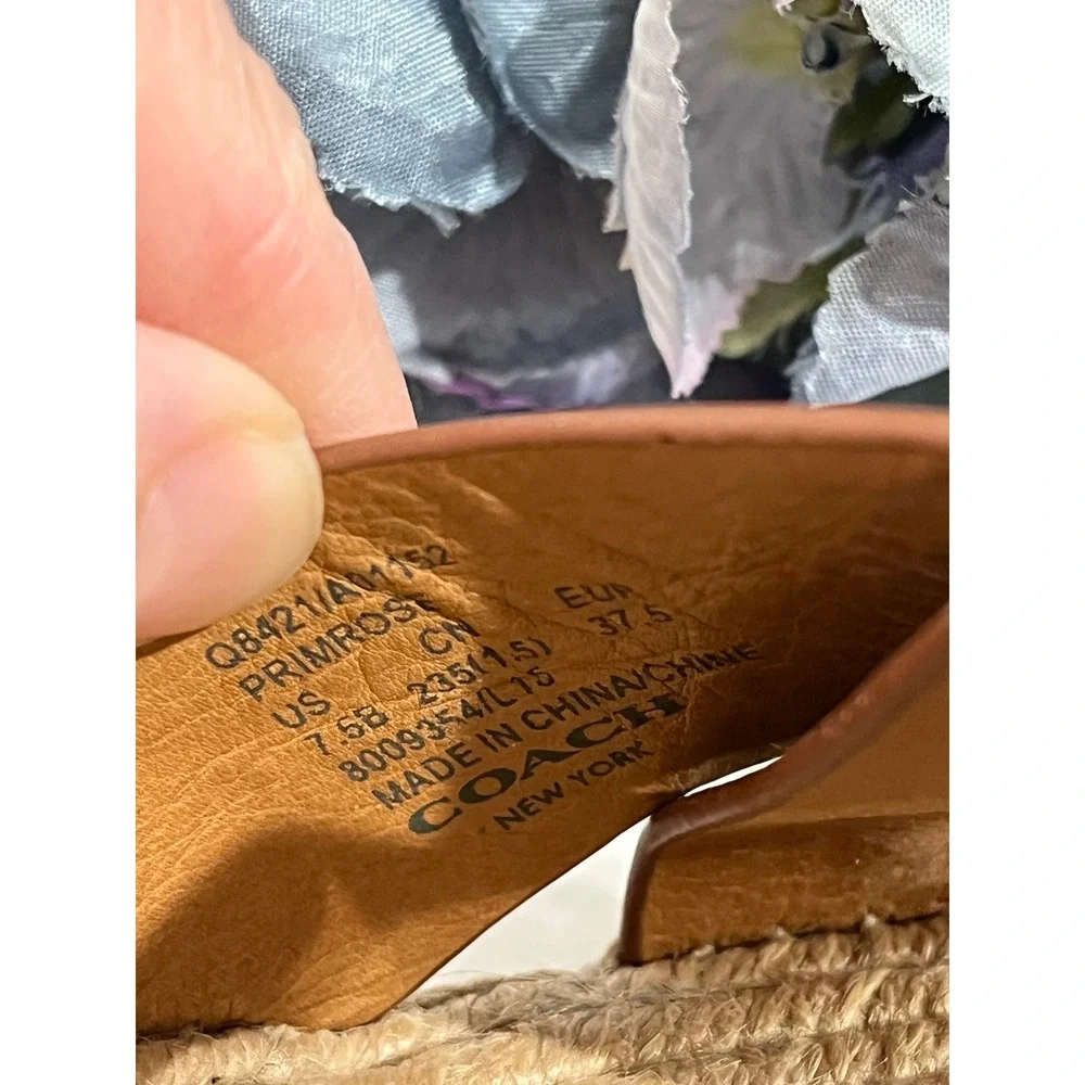 Coach Espadrille Platform Sandals Leather‎ Criss Cross Ankle Strap 7.5